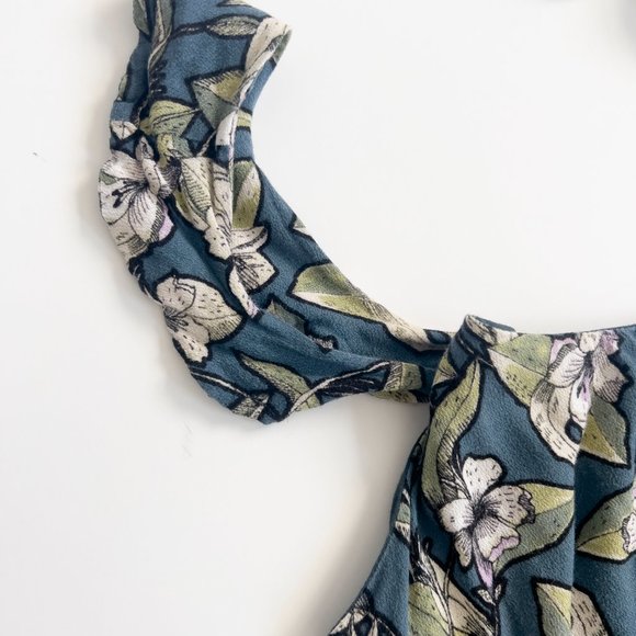 Free People | Forest Green Floral Dress | Mini Size M - Picture 2 of 4